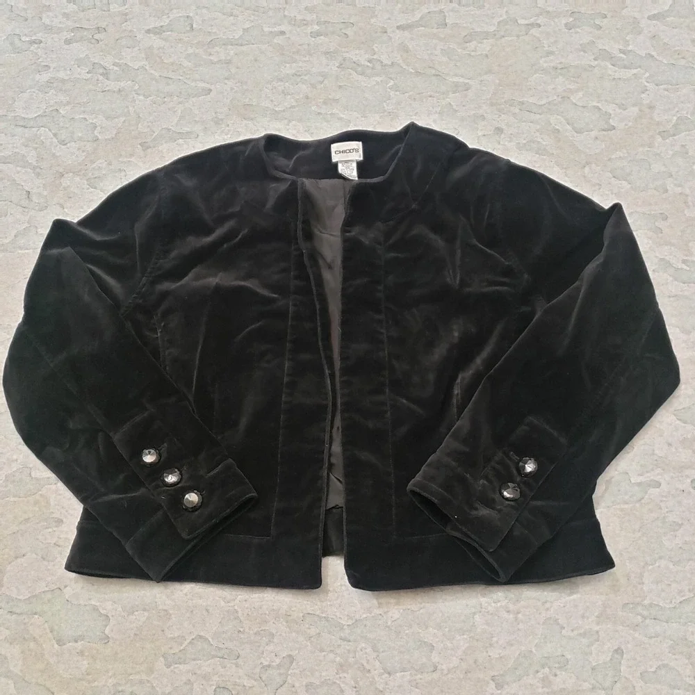 Chico's Cardigan Womens 3‎ Black Open Front Long Sleeve